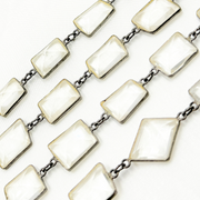 Crystal Rectangular Shape Bezel Oxidized Wire Chain